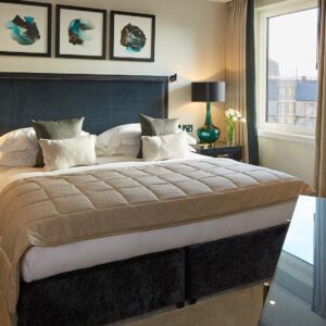 A one-bedroom apartment master bedroom