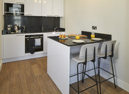 Each apartment has a fully equipped kitchen