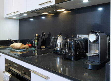Kitchens are fully equipped with modern appliances