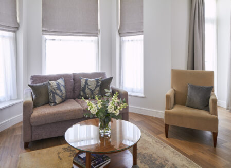 The separate living space in a one-bedroom apartment