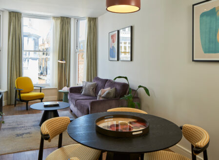 The open plan living and dining area