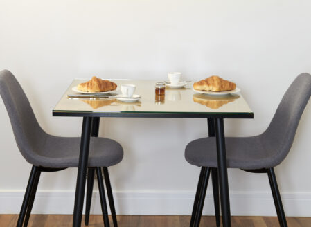 Every apartment has a two-person dining table