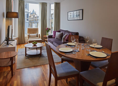 The open plan living and dining area