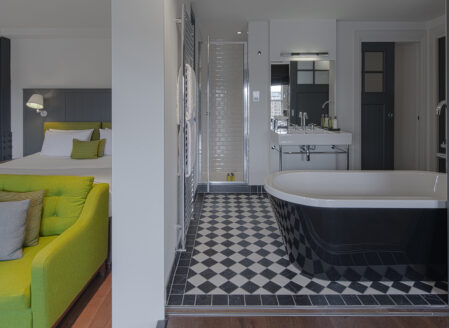 A deluxe one-bedroom apartment with en-suite bathroom