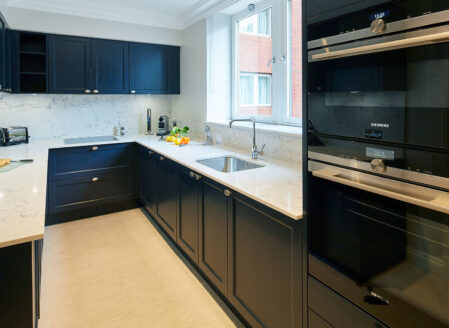 Luxury three-bedroom apartment kitchen (refurbished - not available in all apartments)