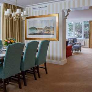 Luxury three-bedroom apartment reception and dining area