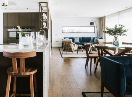 The main reception room of the three-bedroom penthouse