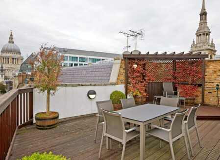 The terrace at one of the two penthouses at Cheval Calico House