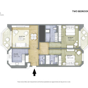 Dual aspect two-bedroom apartment with cloakroom (G-type)