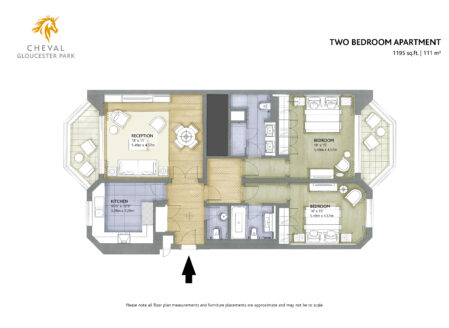 Dual aspect two-bedroom apartment with cloakroom (G-type)