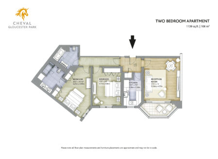 Garden-facing two-bedroom apartment J-type (no cloakroom)