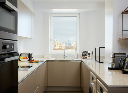 The fully equipped kitchen fitted with Miele appliances
