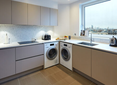 All two-bedroom apartments have a fully equipped kitchen with Miele appliances.