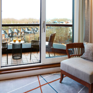 All the luxury two-bedroom apartments feature a balcony off the reception room.