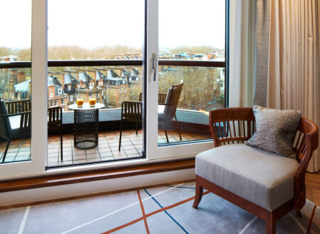 All the luxury two-bedroom apartments feature a balcony off the reception room.