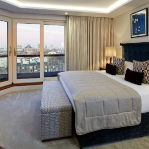 The Master Bedroom in the H-type apartments has a wraparound balcony