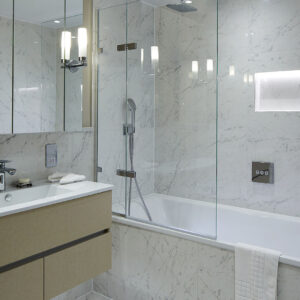 The family bathroom in a two-bedroom apartment