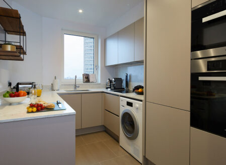 The fully equipped kitchens are fitted with Miele appliances 