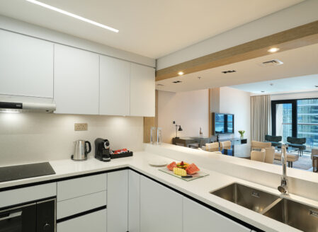 Apartments come with a fully equipped kitchen and extra storage space