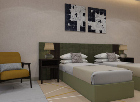 The second bedroom in a two-bedroom apartment
