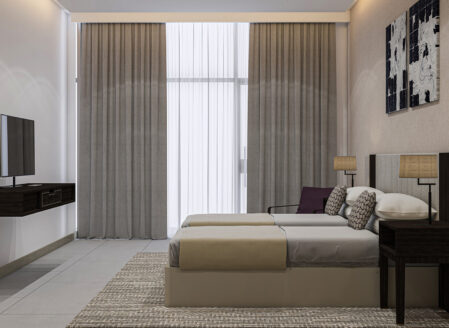 The third bedroom is adjacent to a family bathroom