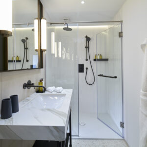 Modern bathrooms with complimentary toiletries