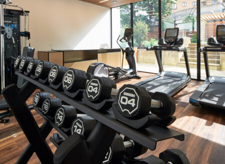 A fully equipped gym accessible 24 hours a day