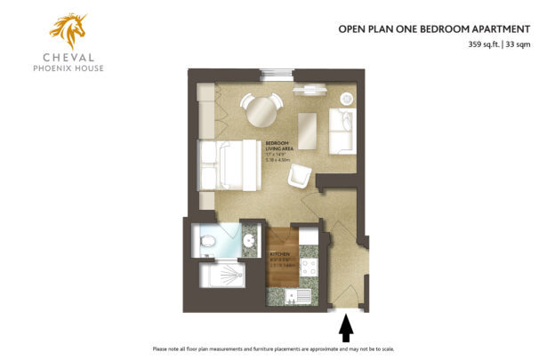 One Bedroom Open Plan Apartment