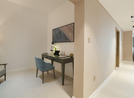 The Deluxe Apartments have a separate office or study area