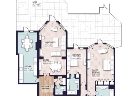 Deluxe Two Bedroom Garden Terrace Apartment (OA)