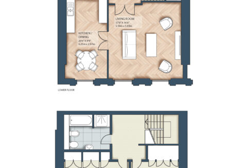 Luxury Two-Bedroom Duplex - Floor Plan