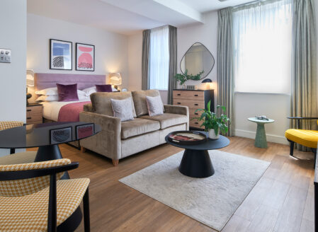 The open plan living area in a Luxury One-Bedroom Open Plan