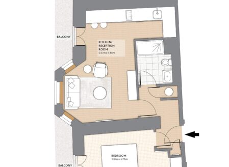 Superior One-Bedroom Apartment with sofa bed, 2F, 3F, 4F