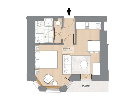 Superior Open Plan One-Bedroom, apartment 1C