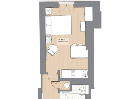 Superior Open Plan One-Bedroom, apartments 2D, 3D, 4D