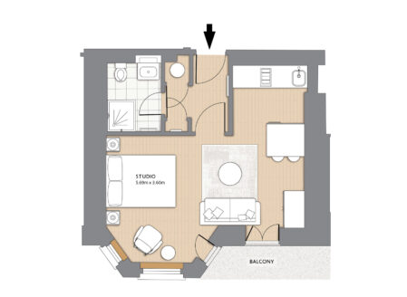 Superior Open Plan One-Bedroom with sofa bed, apartments 2C, 3C, 4C