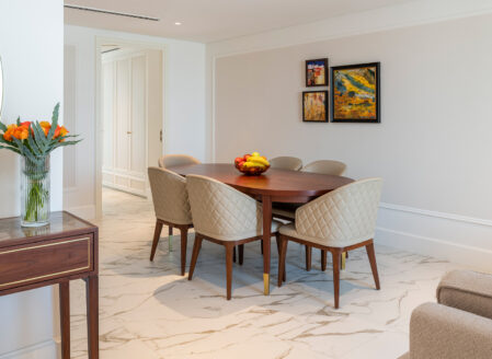 The dining area in a Luxury Two Bedroom Apartment 